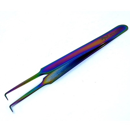 A2Z SCILAB Multi Rainbow Color Right Angle 90 Degree Fine Point Tweezers A2Z-ZR297